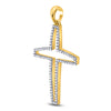 10kt Yellow Gold Mens Round Diamond Cross Outline Charm Pendant 1/4 Cttw