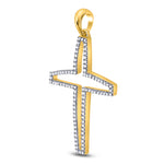 10kt Yellow Gold Mens Round Diamond Cross Outline Charm Pendant 1/4 Cttw