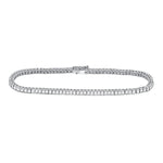 14kt White Gold Womens Round Diamond Timeless Tennis Bracelet 2 Cttw