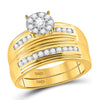 10kt Yellow Gold His Hers Round Diamond Solitaire Matching Wedding Set 1 Cttw