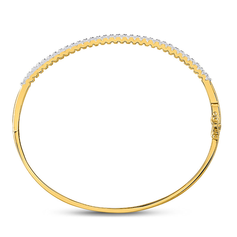 14kt Yellow Gold Womens Round Diamond Bangle Bracelet 1 Cttw