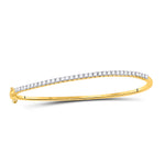 14kt Yellow Gold Womens Round Diamond Bangle Bracelet 1 Cttw