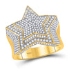 10kt Yellow Gold Mens Round Diamond Statement Cluster Star Ring 1-3/4 Cttw