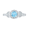 10kt White Gold Womens Round Lab-Created Blue Topaz Solitaire Flower Ring 7/8 Cttw