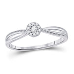 10kt White Gold Womens Round Diamond Solitaire Promise Ring 1/10 Cttw