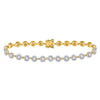 14kt Yellow Gold Womens Round Diamond Halo Cluster Tennis Bracelet 2 Cttw