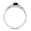 10kt White Gold Round Black Color Enhanced Diamond Solitaire Bridal Wedding Ring 1/3 Cttw