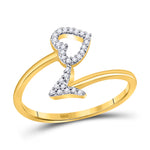 10kt Yellow Gold Womens Round Diamond Heart Arrow Band Ring 1/10 Cttw