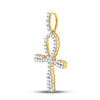 10kt Yellow Gold Mens Round Diamond Ankh Cross Charm Pendant 1 Cttw