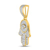 10kt Yellow Gold Mens Round Diamond Hamsa Charm Pendant 7/8 Cttw