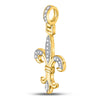 10kt Yellow Gold Mens Round Diamond Fleur-de-Lis Charm Pendant 1/6 Cttw