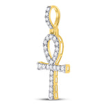 10kt Yellow Gold Mens Round Diamond Ankh Cross Charm Pendant 1/2 Cttw