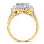 10kt Yellow Gold Mens Round Diamond Large Cluster Band Ring 1-1/2 Cttw