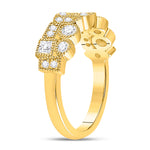 10kt Yellow Gold Womens Round Diamond Modern Gemometric Band Ring 5/8 Cttw