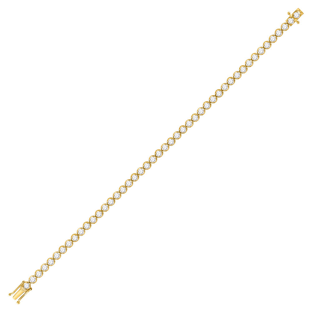 14kt Yellow Gold Womens Round Diamond Classic Tennis Bracelet 4 Cttw