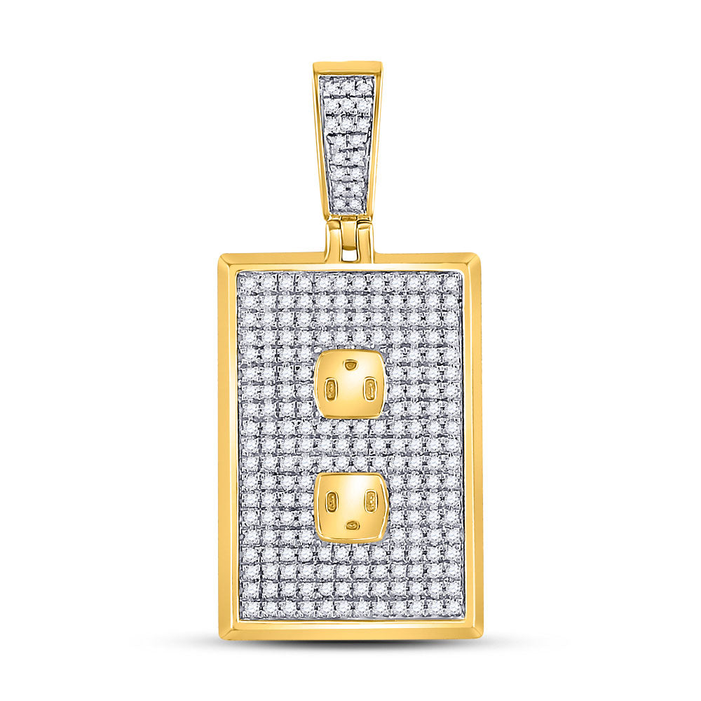 10kt Yellow Gold Mens Round Diamond Power Outlet Plug Charm Pendant 5/8 Cttw