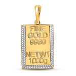 10kt Yellow Gold Mens Round Diamond Kilo Gold Bar Charm Pendant 3/8 Cttw