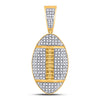 10kt Yellow Gold Mens Round Diamond Football Charm Pendant 1-1/3 Cttw