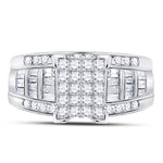 14kt White Gold Princess Diamond Cluster Bridal Wedding Engagement Ring 1 Cttw