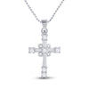 10kt White Gold Womens Round Diamond Cross Pendant 1/10 Cttw