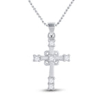 10kt White Gold Womens Round Diamond Cross Pendant 1/10 Cttw