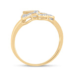 10kt Yellow Gold Womens Round Diamond Double Heart Ring 1/20 Cttw