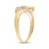 10kt Yellow Gold Womens Round Diamond Double Heart Ring 1/20 Cttw