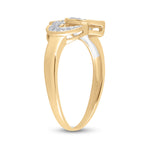 10kt Yellow Gold Womens Round Diamond Double Heart Ring 1/20 Cttw