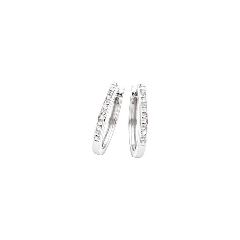 14kt White Gold Womens Princess Diamond Slender Hoop Earrings 1/2 Cttw