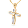 10kt Yellow Gold Womens Baguette Diamond Cross Pendant 1/4 Cttw