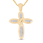 10kt Yellow Gold Womens Baguette Diamond Cross Pendant 1/4 Cttw