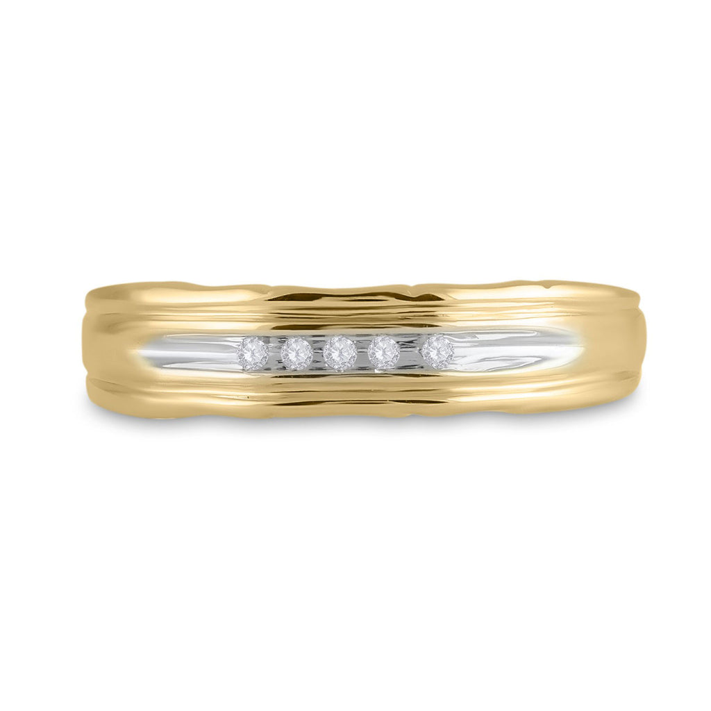 10kt Yellow Gold Mens Round Diamond Wedding Band Ring 1/20 Cttw