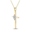 10kt Yellow Gold Womens Round Diamond Cross Pendant 1/12 Cttw