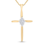 10kt Yellow Gold Womens Round Diamond Cross Pendant 1/12 Cttw