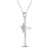 10k White Gold Womens Round Diamond Cluster Cross Pendant 1/12 Cttw