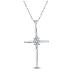 10k White Gold Womens Round Diamond Cluster Cross Pendant 1/12 Cttw