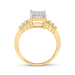 14kt Yellow Gold Womens Princess Diamond Square Cluster Ring 1/3 Cttw