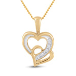 10kt Yellow Gold Womens Round Diamond Double Heart Pendant 1/20 Cttw