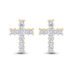 10kt Yellow Gold Womens Round Diamond Cross Earrings 1/10 Cttw