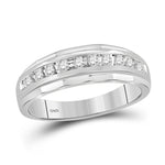 10kt White Gold Mens Round Diamond Wedding Band Ring 1/4 Cttw