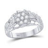 10kt White Gold Mens Round Diamond Cluster Nugget Band Ring 1/4 Cttw