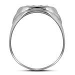 10kt White Gold Mens Round Diamond Oval Cluster Ring 1/4 Cttw