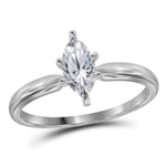 14kt White Gold Womens Marquise Diamond Solitaire Bridal Wedding Engagement Ring 3/8 Cttw