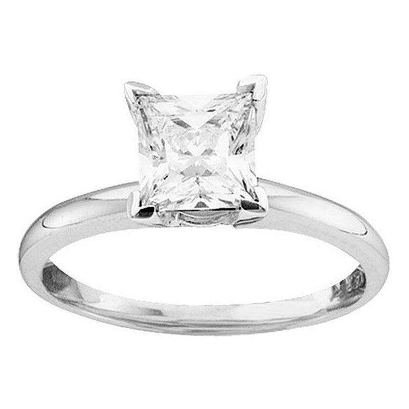 14kt White Gold Womens Princess Diamond Solitaire Bridal Wedding Engagement Ring 7/8 Cttw