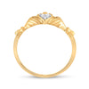 10kt Yellow Gold Womens Round Diamond Claddagh Heart Ring .02 Cttw