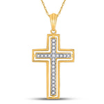 10kt Yellow Gold Womens Round Diamond Cross Pendant 1/4 Cttw