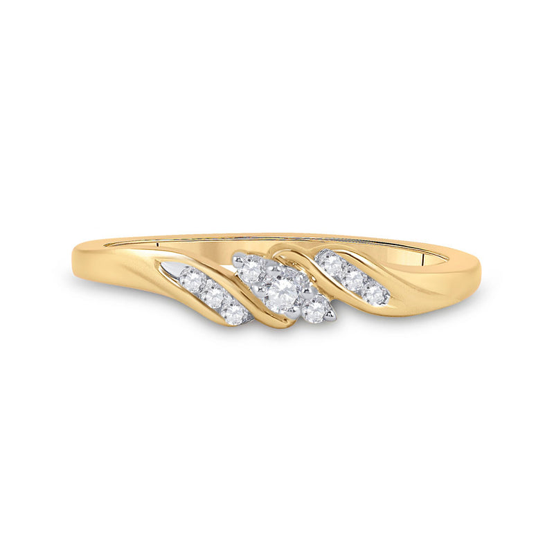 10kt Yellow Gold Womens Round Diamond 3-stone Promise Ring 1/10 Cttw