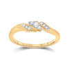 10kt Yellow Gold Womens Round Diamond 3-stone Promise Ring 1/10 Cttw