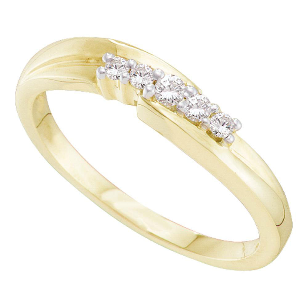 10kt Yellow Gold Womens Round Diamond 5-Stone Band Ring 1/10 Cttw