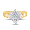 10kt Yellow Gold Womens Round Diamond Oval Cluster Ring 1/4 Cttw